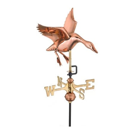 Good Directions Good Directions Landing Duck Garden Weathervane, Polished Copper w/Roof Mount 804PR